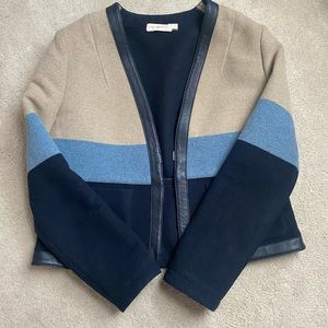 Tory Burch leather Trim Blanket Stripe Blazer